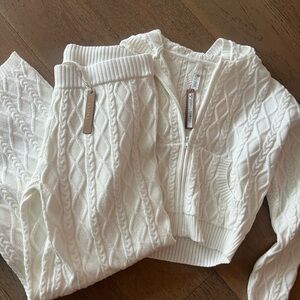 SKIMS White Cable Knit Cardigan Set